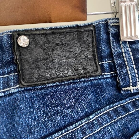 Vigoss Womens Dark Wash Bootcut Flap Back Rhinestone Pocket Jeans Juniors Size 3 - Picture 5 of 10